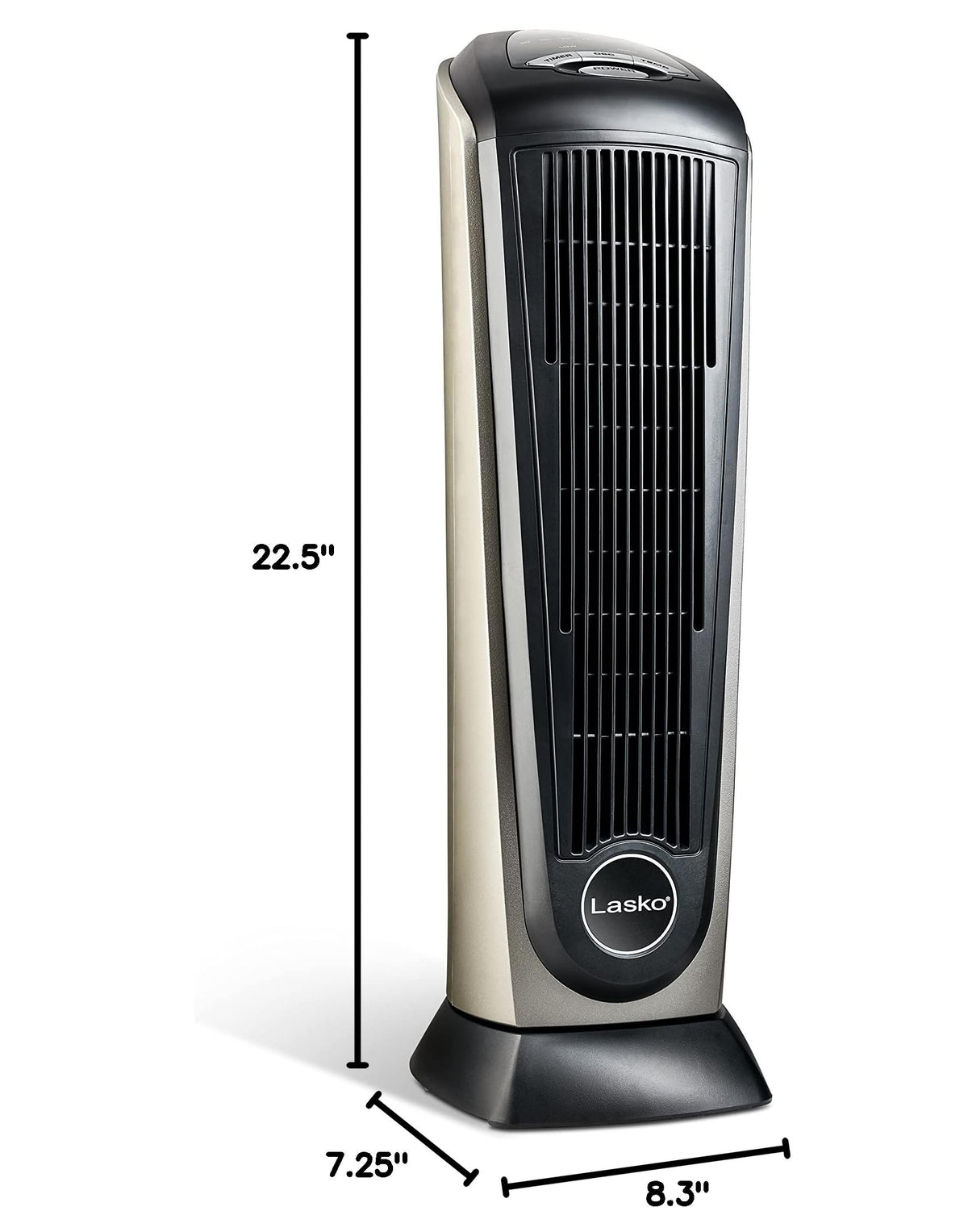 Lasko 23" Ceramic Tower Space Heater with Remote Control - Silver - 751320 | 1500W, Widespread Oscillation, 2 Heat Settings, Portable Tower Heater for Indoor Use and Office, Timer, Overheat Protection