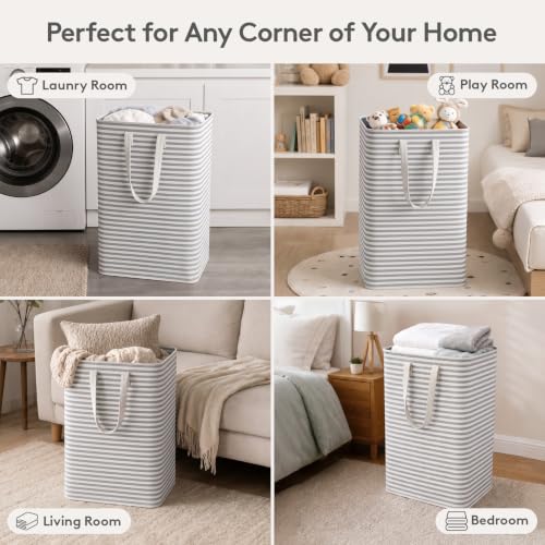 Lifewit 80L Large Laundry Baskets, Laundry Hampers Bags, 2 Pack, Grey | Freestanding, Waterproof, Collapsible Clothes Hamper with Reinforced Handles for Dorm, Laundry Room, Bedroom, Bathroom