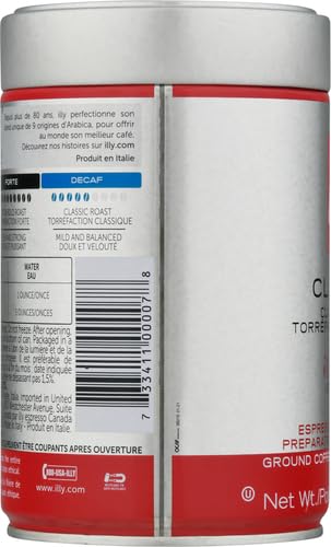 illy Ground Espresso Coffee, Classico Medium Roast, 8.8 oz | 100% Arabica, Premium Italian Coffee, Pre-Ground for Espresso Machines