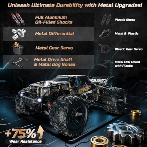 DEERC 9309E RC Cars for Adults 40KPH,All Terrain Fast Remote Control Cars | 1/16 Scale RC Monster Truck,2.4Ghz 4WD Waterproof Electric High Speed Car,Monster Truck with 2 Batteries for Boys & Kids