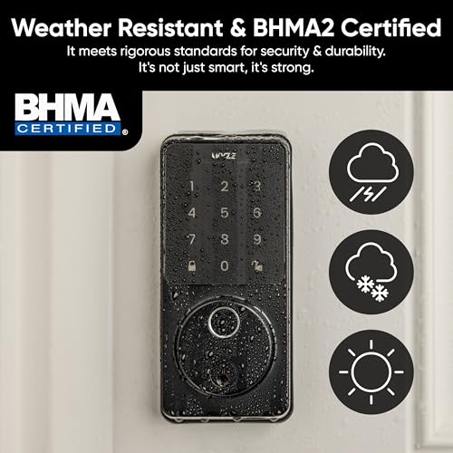 Wyze Auto-Lock Bolt v2, Fingerprint Keyless Entry Smart Lock, AI Learning Scanner with Wi-Fi Front Door Lock Deadbolt, Auto-Lock, 8 Months Battery, BHMA2, IP53, Anti-Peep Keypad, Backup Keys