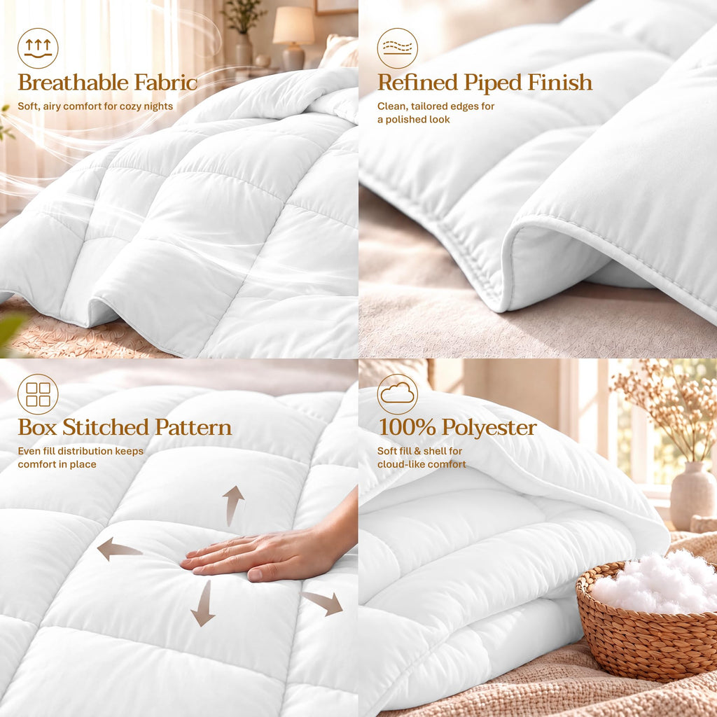 Utopia Bedding Duvet Insert, Comforters Queen Size 88 x 88 Inches, White | Cozy All Season Comforter for Kids, Boys, Girls, and Teens, Down Alternative Fill, Soft Microfiber Shell, Machine Washable