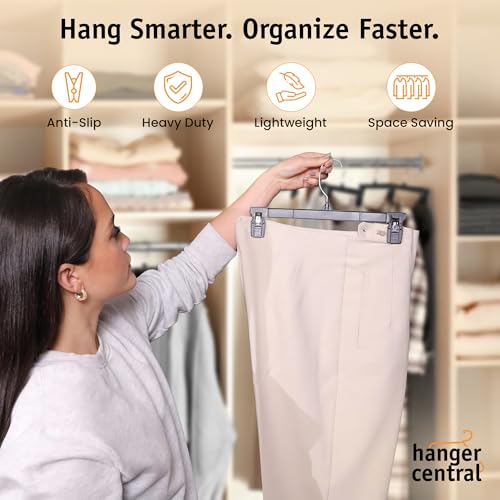 12 inch 30 Pack Pants Hangers Slim Plastic Black