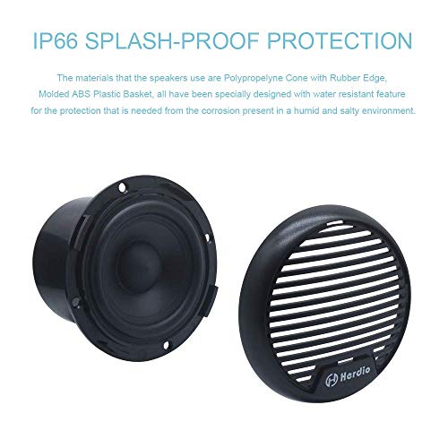 Herdio 3 Inch Waterproof Marine Speakers 2 Way Full Range Audio Stereo System Motorcycle Speaker with MAX Power 140 W (Pair) for Motorcycle,Boat,UTV,ATV,Golf Carts,Powersports,CAR,SPA,Hottub(Black)