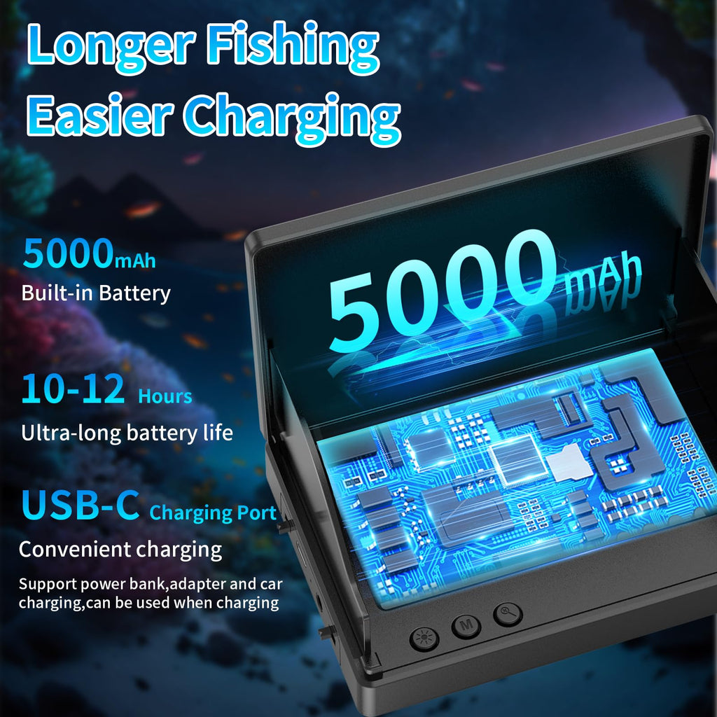 Underwater Fishing Camera TMACTIME 1080P HD, Portable Fish Finder with 4.3" LCD Display & Infrared Night Vision Light, IP68 Waterproof & 5000mAh, Fishing Camera for Ice Lake Boat Kayak Fishing - 15M