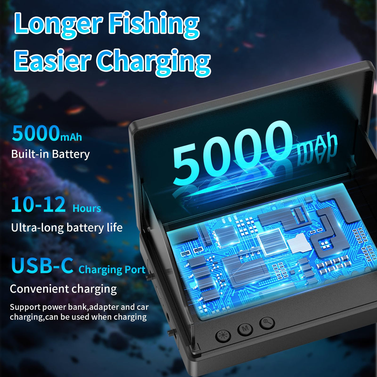Underwater Fishing Camera TMACTIME 1080P HD, Portable Fish Finder with 4.3" LCD Display & Infrared Night Vision Light, IP68 Waterproof & 5000mAh, Fishing Camera for Ice Lake Boat Kayak Fishing - 15M
