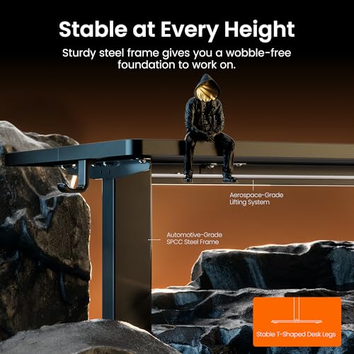 ErGear 48 X 24 Inch Height Adjustable Electric Standing Desk, Black | Stand Up office Desk, Home Office Computer Desk with 4 Memory Presets, Stable Steel Frame, 176 lbs Capacity, Easy Assembly