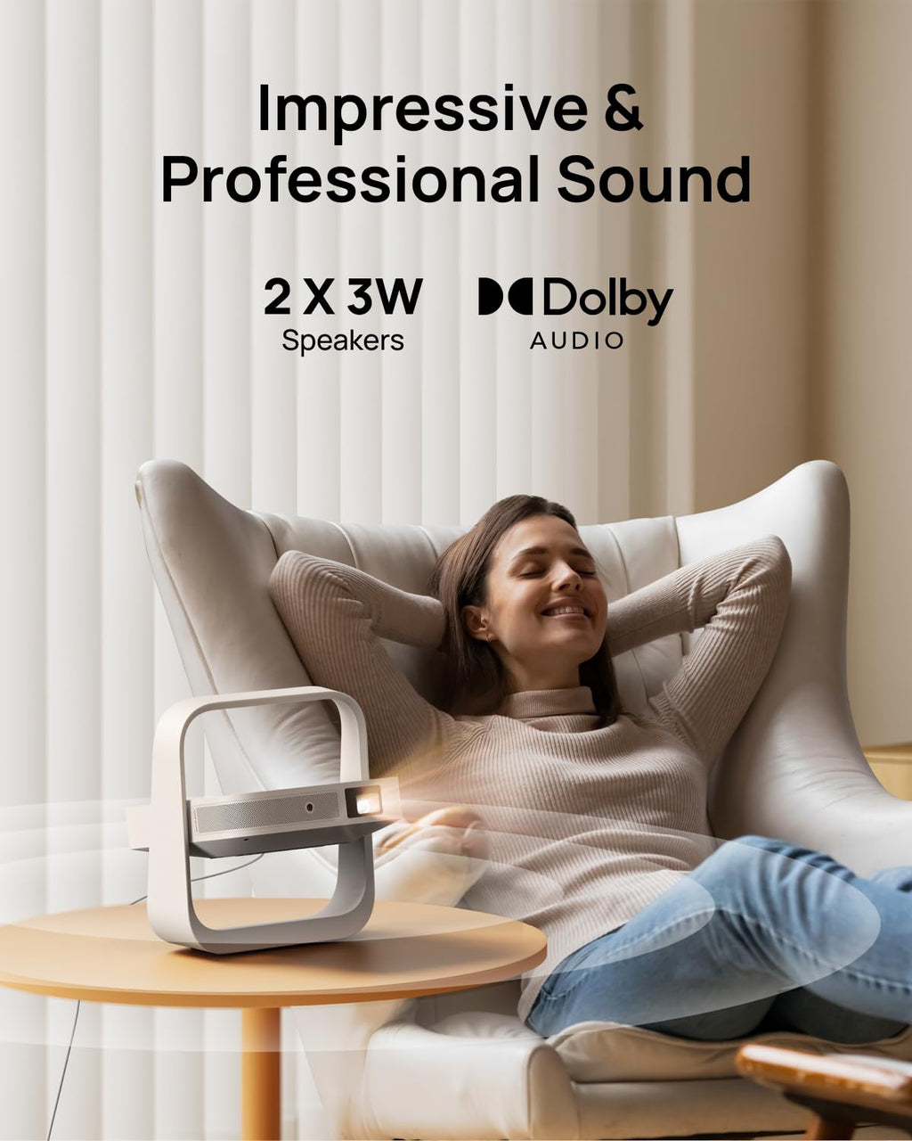XGIMI Elfin Flip Plus Portable Projector, 500 ISO Lumens, Adjustable Stand | Google TV with Licensed Netflix, 1080P Resolution Home Projector, Lightweight and Compact Design, Screen Adaption