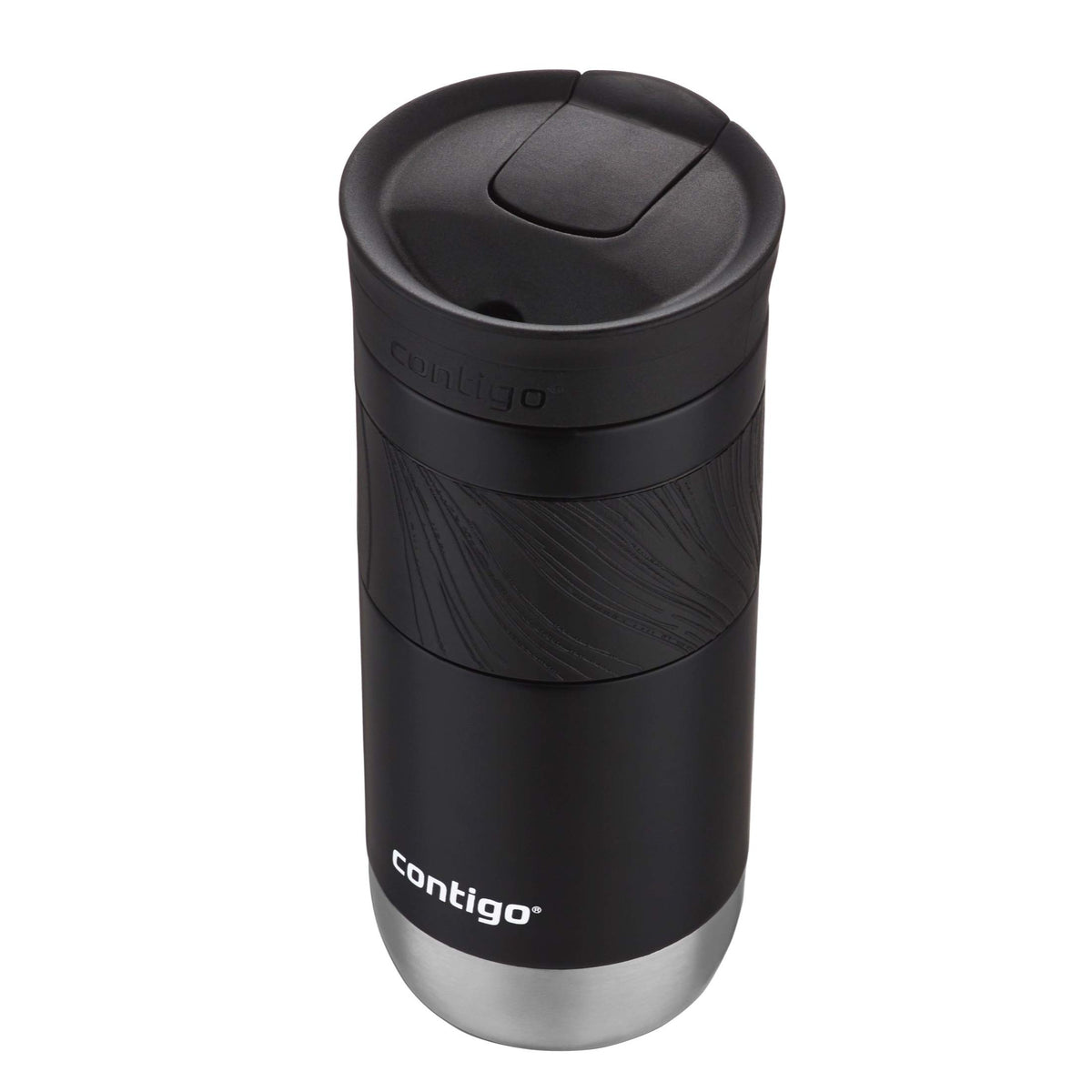 Contigo Byron Vacuum-Insulated Stainless Steel Travel Mug, Licorice, 16oz | Leak-Proof Lid, Thermalock Insulation, Hot 6 Hrs or Cold 12 Hrs, One-Handed Drinking, Textured Grip, Fits Car Cup Holders