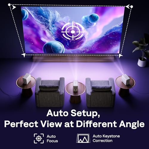 Aurzen Roku TV D1R Cube Smart Outdoor Projector with WiFi and Bluetooth | Roku TV Built-in, Sealed Optical Engine, 1080P FHD, DoIby Audio, Portable Mini Projector for Home/Outdoor Movie Soccer Game