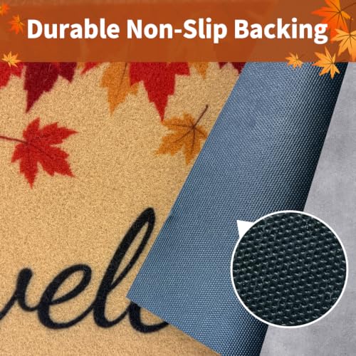 PKFEDR Fall Door Mat, Non Slip Front Welcome Mat Outdoor Indoor 17"x30" | Heavy Duty Washable Doormat Traps Mud, Low Profile Anti Slip Backing, Adds Cozy Fall Decor to Your Entrance Patio & Porch