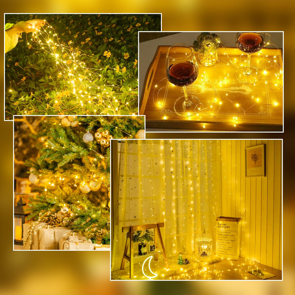 4 Pack Fairy Lights Battery Operated 16FT 50 LED String Lights Warm White | 6Hr On / 18Hr Off Timer, Flexible Waterproof Silver Wire, Cuttable Starry Fairy Light for Bedroom Dorm Wedding Home Christmas