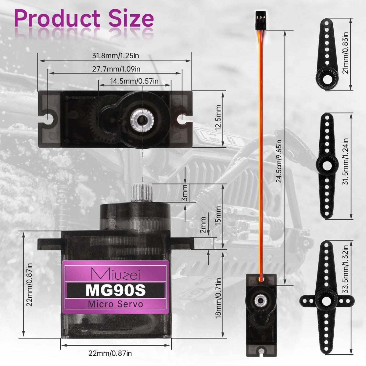 Miuzei MG90S 9G Micro Servo Motor Metal Gear for RC Plane Robot Arduino (4) | 2.0 kg.cm Torque, 0.08sec/60°Speed. 9 gram Mini Digital 180 Degree Steering Servo Kit for Helicopter Airplane Car Boat Diy