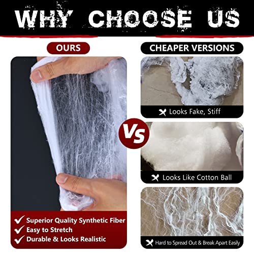 1000 sqft Spider Webs Halloween Decorations with 77 Fake Spiders | Super Stretch Cobwebs for Halloween Indoor and Outdoor Decor