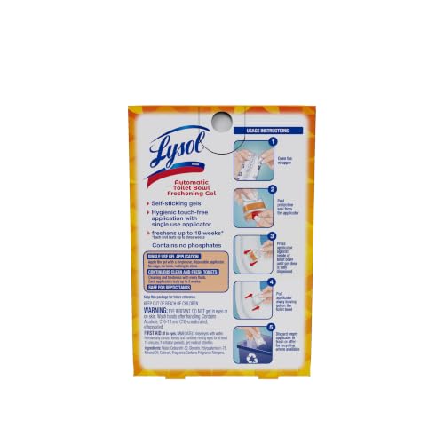 Lysol Click Gel Toilet Bowl Cleaner, Gel Stamp, Mango, 6 Count | Automatic Toilet Bowl Freshening Gel, Toilet Gel Stamps, Septic Safe, Toilet Deodorizer, Bathroom Cleaning Supplies, 18 Weeks