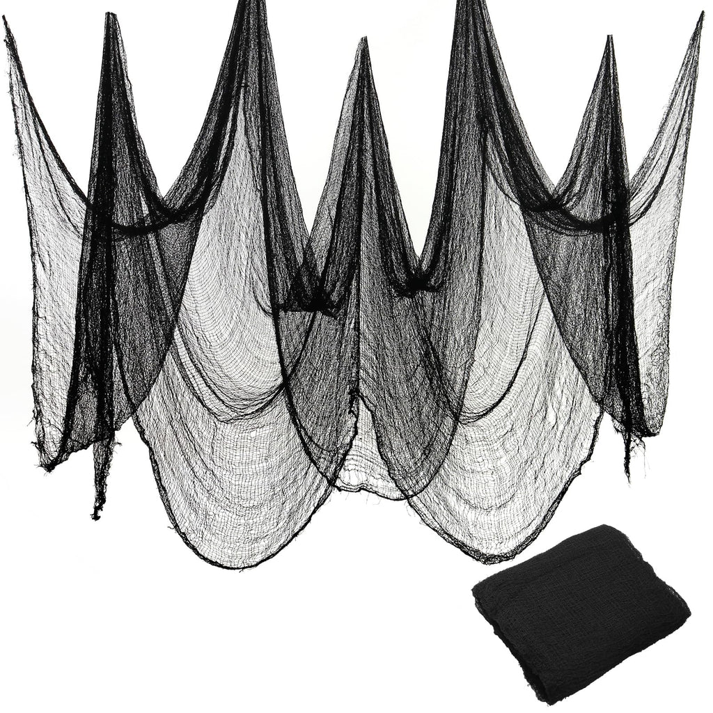 Land Guard Halloween Creepy Cloth Black 200 × 40 Inch Gauze Fabic | Gothic Halloween Decorations for Indoor Outdoor Haunted House Party, Easy to Hang, Cut at Will, Photo Backdrop