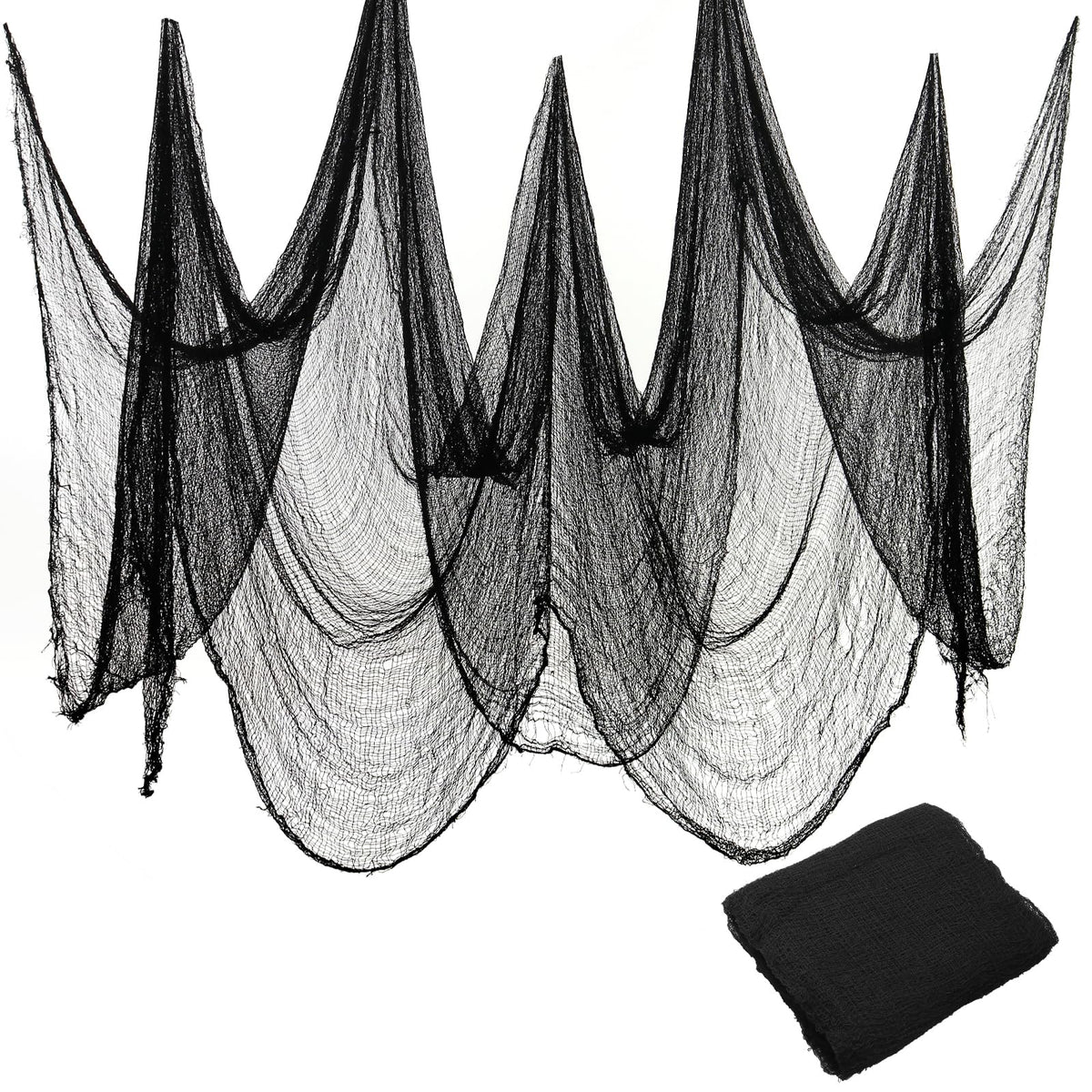 Land Guard Halloween Creepy Cloth Black 200 × 40 Inch Gauze Fabic | Gothic Halloween Decorations for Indoor Outdoor Haunted House Party, Easy to Hang, Cut at Will, Photo Backdrop