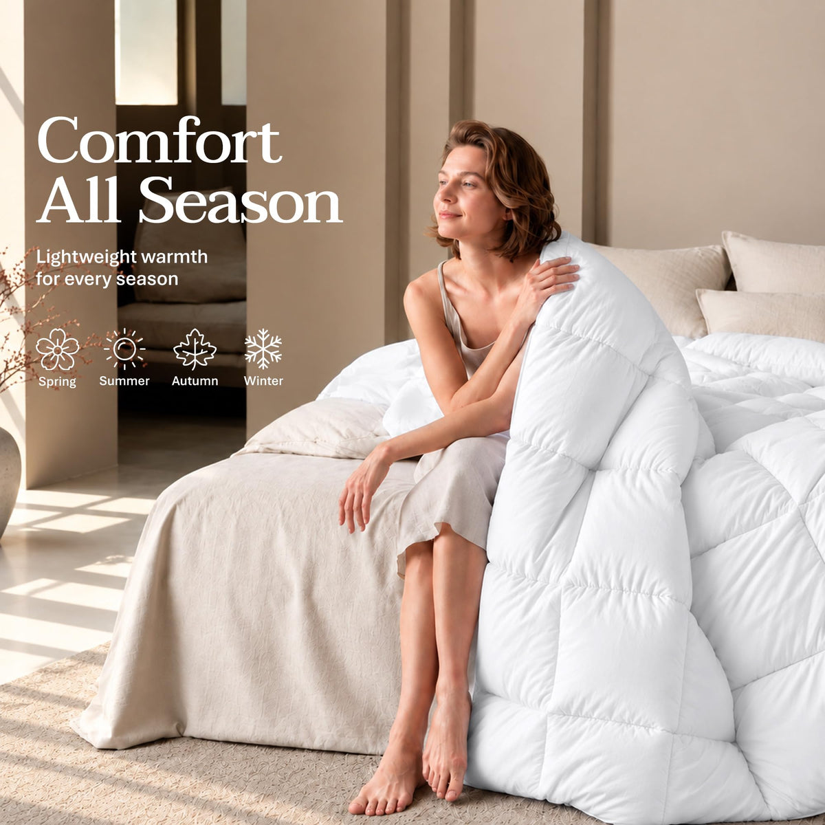 Utopia Bedding Duvet Insert, Comforters Queen Size 88 x 88 Inches, White | Cozy All Season Comforter for Kids, Boys, Girls, and Teens, Down Alternative Fill, Soft Microfiber Shell, Machine Washable