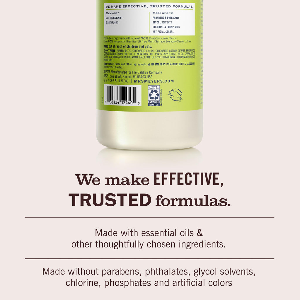 MRS. MEYER'S CLEAN DAY Multi-Surface Concentrate, Lemon Verbena, 2 Pack | 32 oz, Dilute with Water for Powerful Cleaner, Makes Up to 16 Gallons per Bottle, Removes Dirt and Freshens Surfaces