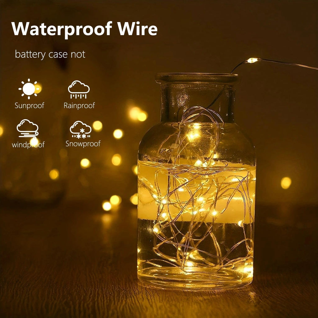 4 Pack Fairy Lights Battery Operated 16FT 50 LED String Lights Warm White | 6Hr On / 18Hr Off Timer, Flexible Waterproof Silver Wire, Cuttable Starry Fairy Light for Bedroom Dorm Wedding Home Christmas