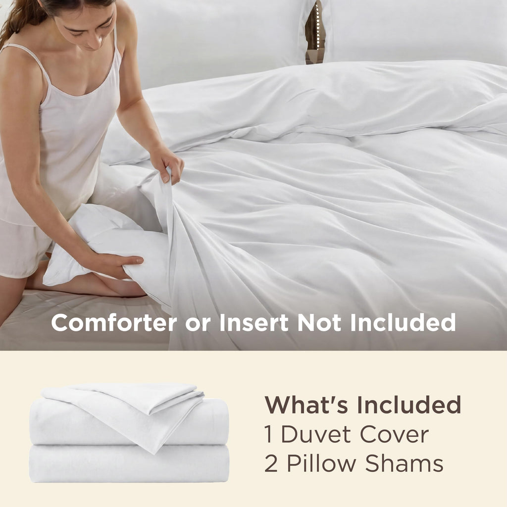 Bedsure Duvet Cover Queen Size, 3Pcs Soft Double Brushed Bedding Set, White | For Kids & Adults, 90"x90" Comforter Cover, Hotel Luxury, All Season, Breathable, Easy Care, Lightweight, Zipper Closure