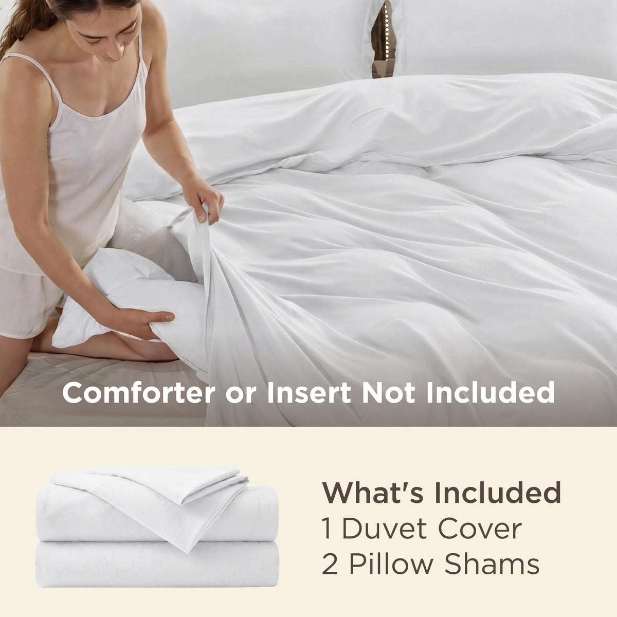 Bedsure Duvet Cover Queen Size, 3Pcs Soft Double Brushed Bedding Set, White | For Kids & Adults, 90"x90" Comforter Cover, Hotel Luxury, All Season, Breathable, Easy Care, Lightweight, Zipper Closure