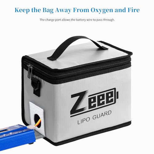 Zeee Fireproof Explosionproof Lipo Bag Battery Storage(8.46 x 6.5 x 5.71in) | Large Capacity Guard Pouch for Lipo Charge & Storage
