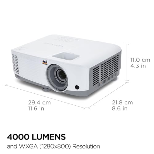 ViewSonic PA503W 4000 Lumens WXGA DLP Projector, High Brightness HDMI | Vertical Keystone, Optical Zoom, 120Hz, Low Latency, VGA, USB, Ceiling Mount, Classroom, Business, Presentation, Large Screen