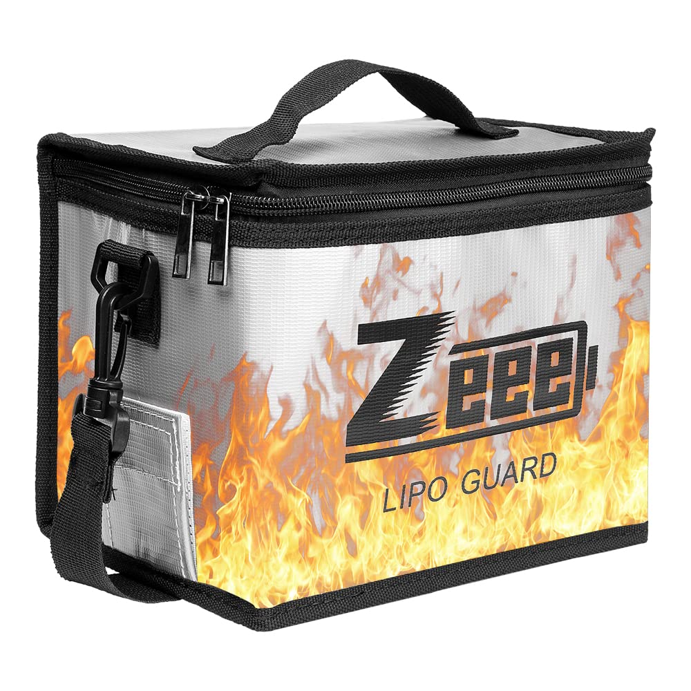Zeee Fireproof Explosionproof Lipo Bag Battery Storage(8.46 x 6.5 x 5.71in) | Large Capacity Guard Pouch for Lipo Charge & Storage