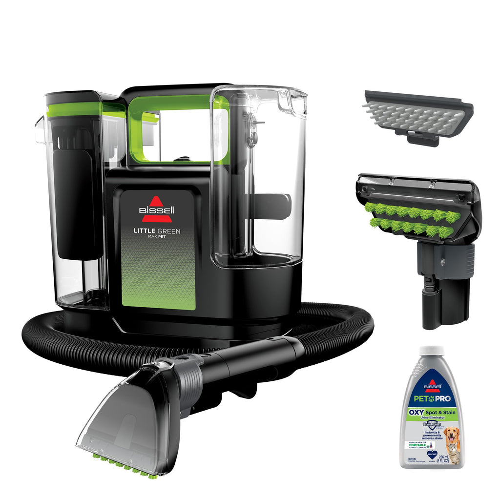 BISSELL Little Green Max Pet Portable Carpet Cleaner, 3860 | Self-Cleaning Tough Stain Tool & Pet Hair Removal Tool; car/auto detailing; deep upholstery cleaning