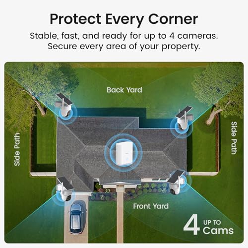 aosu D1 Classic 4-Cam Kit, Security Cameras Wireless Outdoor, Solar Powered | No Subscription Required, 32GB Built-in Storage, 360° Auto Tracking, 2K (3MP) Full-Color Night Vision, Easy Install