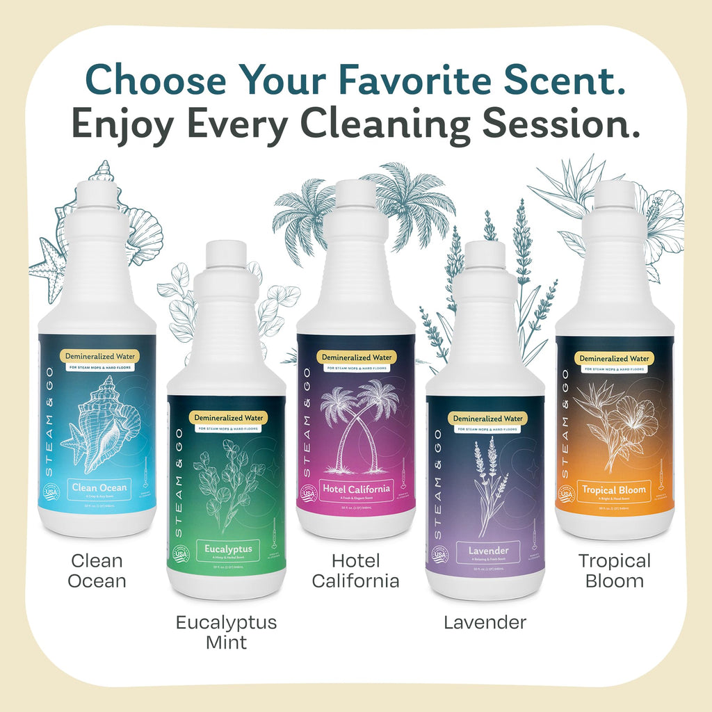 Steam & Go Demineralized Water for Steam Mop – Clean Ocean Scent, 32 oz (Pack of 1) | Scented Floor Cleaner Solution, Ready-to-Use, Compatible with Any Steam Cleaner