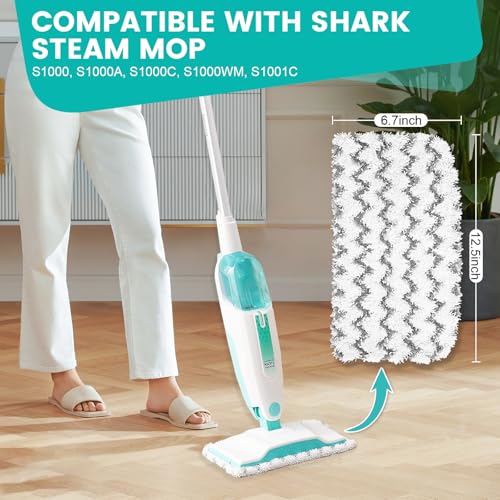 6 Pack Steam Mop Replacement Pads Compatible with Shark Steam Mops | Fit for S1000/S1000A/S1000C/S1000WM/S1001C, Floor Steamer Pads Washable, Reusable Microfiber Cleaner Pads