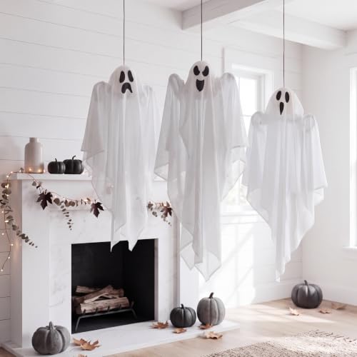 JOYIN 3 PCS Halloween Party Decorations 27.5" Hanging Ghosts, Cute Flying Ghosts for Front Yard Patio Lawn Garden Party Décor and Holiday Decorations