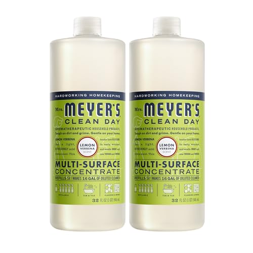 MRS. MEYER'S CLEAN DAY Multi-Surface Concentrate, Lemon Verbena, 2 Pack | 32 oz, Dilute with Water for Powerful Cleaner, Makes Up to 16 Gallons per Bottle, Removes Dirt and Freshens Surfaces