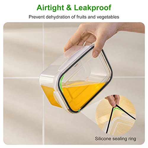 5 PCS Large Fruit storage Containers for Fridge ,Food Storage Containers | with Removable Colander Leakproof Dishwasher & Microwave safe Produce Containers Keep Fruits Vegetables Berry Fresh longer