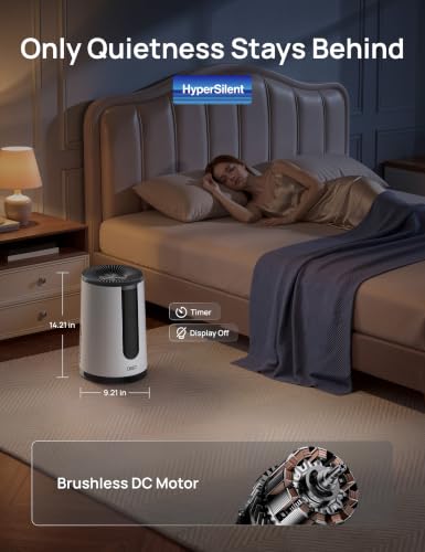 DREO Air Purifier for Home, HEPA Sleep Mode, AHAM VERIFIDE Air Purifiers for Bedroom, Pets, Smoke, Dust, Pollen & Odors, PM2.5 Monitor, Auto & Turbo Mode, 4 Speeds, Scent Diffuser, DR-HAP008(Dreo 338)
