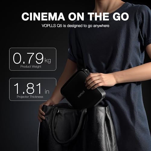 【Officially-Licensed APP & Native 1080P】Thinnest 1.81" Smart Mini Projector with WiFi and Bluetooth, Auto Focus & Keystone Portable Outdoor Projector, VOPLLS 250 ANSI 4K Home Movie Projector