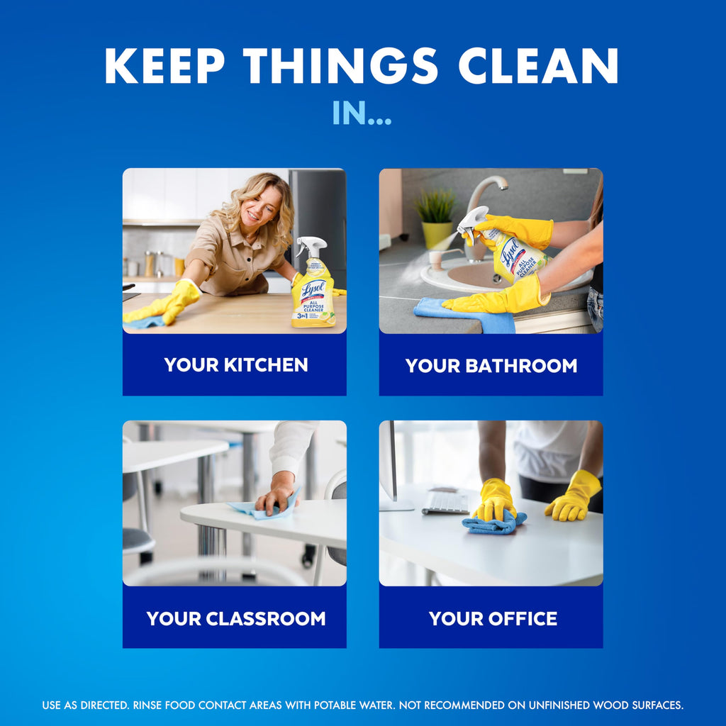 Lysol All Purpose Cleaner Spray, Disinfectant, Lemon, 32oz | Multipurpose Cleaner, Sanitizer & Disinfectant Spray, Degreaser, Multi-Surface Kitchen & Bathroom Cleaner, Cleaning Supplies