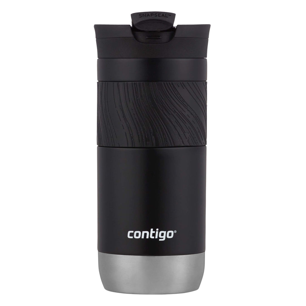 Contigo Byron Vacuum-Insulated Stainless Steel Travel Mug, Licorice, 16oz | Leak-Proof Lid, Thermalock Insulation, Hot 6 Hrs or Cold 12 Hrs, One-Handed Drinking, Textured Grip, Fits Car Cup Holders