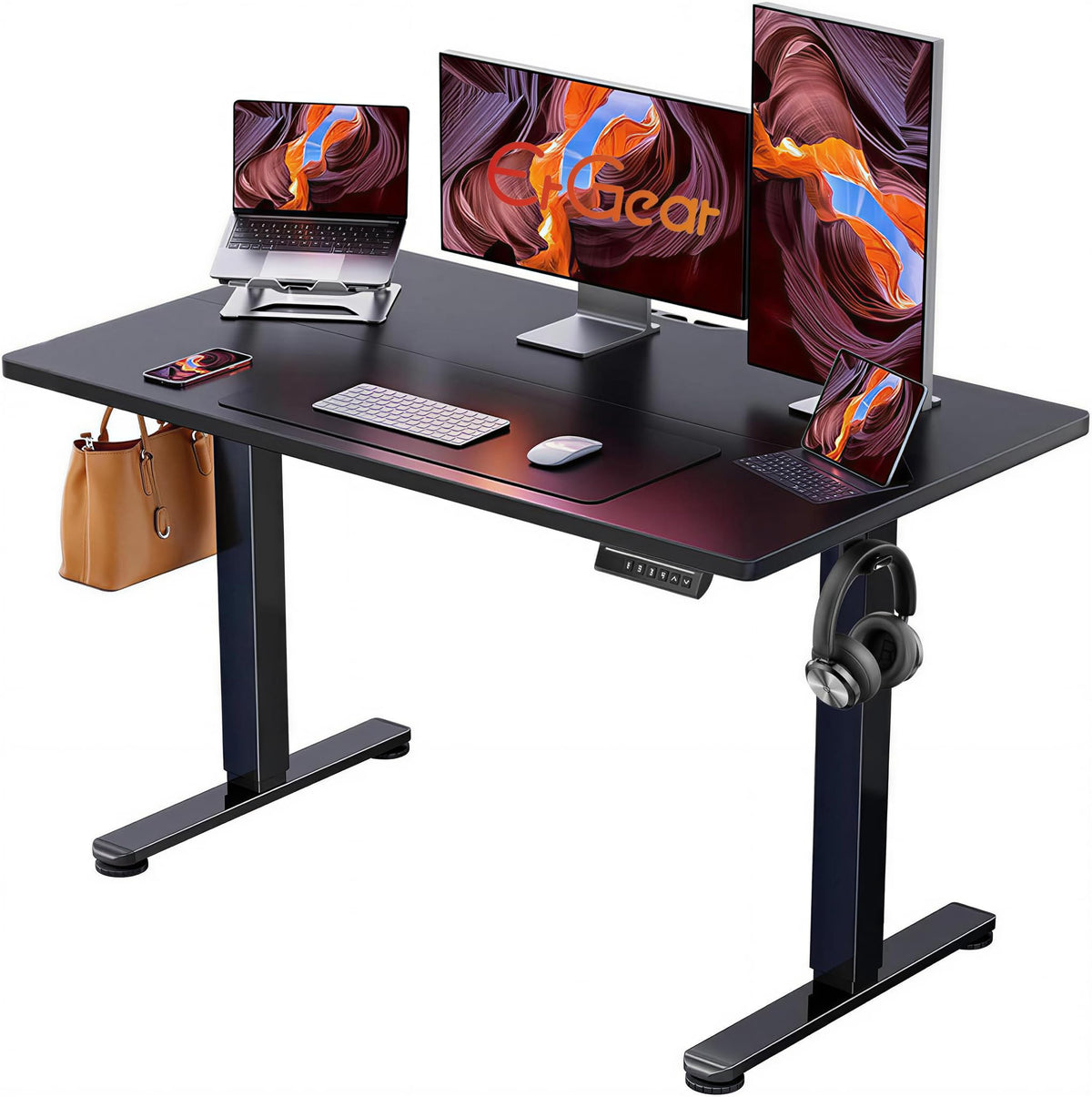 ErGear 48 X 24 Inch Height Adjustable Electric Standing Desk, Black | Stand Up office Desk, Home Office Computer Desk with 4 Memory Presets, Stable Steel Frame, 176 lbs Capacity, Easy Assembly