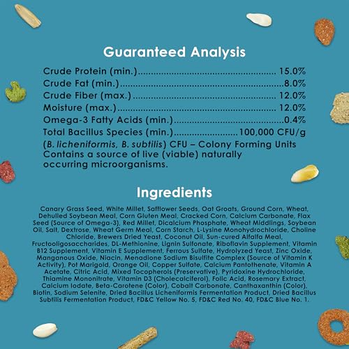 Kaytee Forti-Diet Pro Health+Safflower Nourish+Protect Cockatiel Food | Supports digestive health. Bird food cockatiel with safflower and flaxseed. Cockatiel seed, prebiotics, probiotics