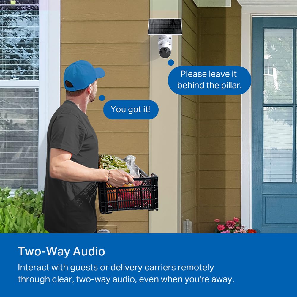Tapo SolarCam C402 KIT 1080p Outdoor Wireless Security Camera | Battery Power with Solar, Person Detection, Subscription-Free Local Storage or Optional Cloud, Works with Alexa & Google Home