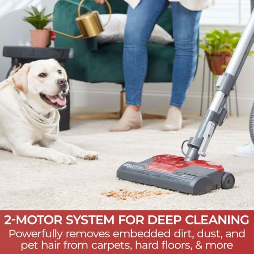 Kenmore 81414 400 Series Pet Friendly Lightweight Bagged Canister Vacuum with Extended Telescoping Wand, HEPA, Retractable Cord, and 4 Cleaning Tools-Red