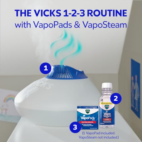 Vicks Warm Steam Vaporizer Humidifier for Medium and Large Rooms, 1.5 Gal | Warm steam humidifier provides warm relief at night for nasal congestion, can be used with VapoPads and VapoSteam