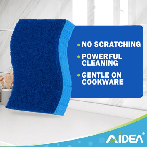 AIDEA Non Scratch Scrub Sponge-24Count, Sponges Kitchen, Sponges for Dishes | Cleaning Sponge, Cleans Fast Without Scratching, Stands Up to Stuck-on Grime, Cleaning Power for Kitchen, Household