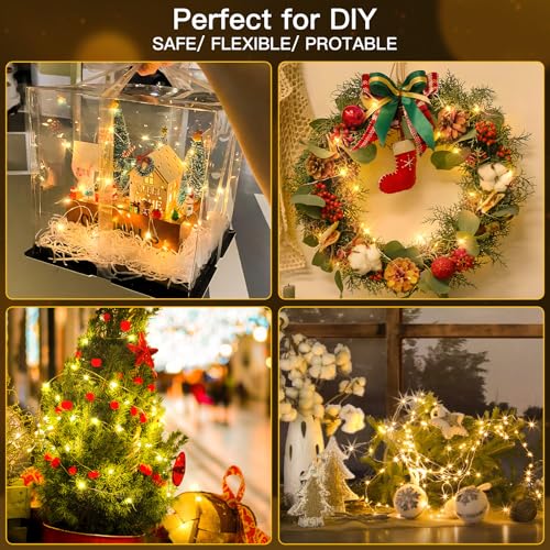 suddus Fairy Lights Battery Operated with Remote, 33ft 100 LED Dimmable Twinkle Lights with Timer, Waterproof Copper Wire String Lights for Bedroom, Christmas, Tree, Indoor Outdoor Decor (Warm White)