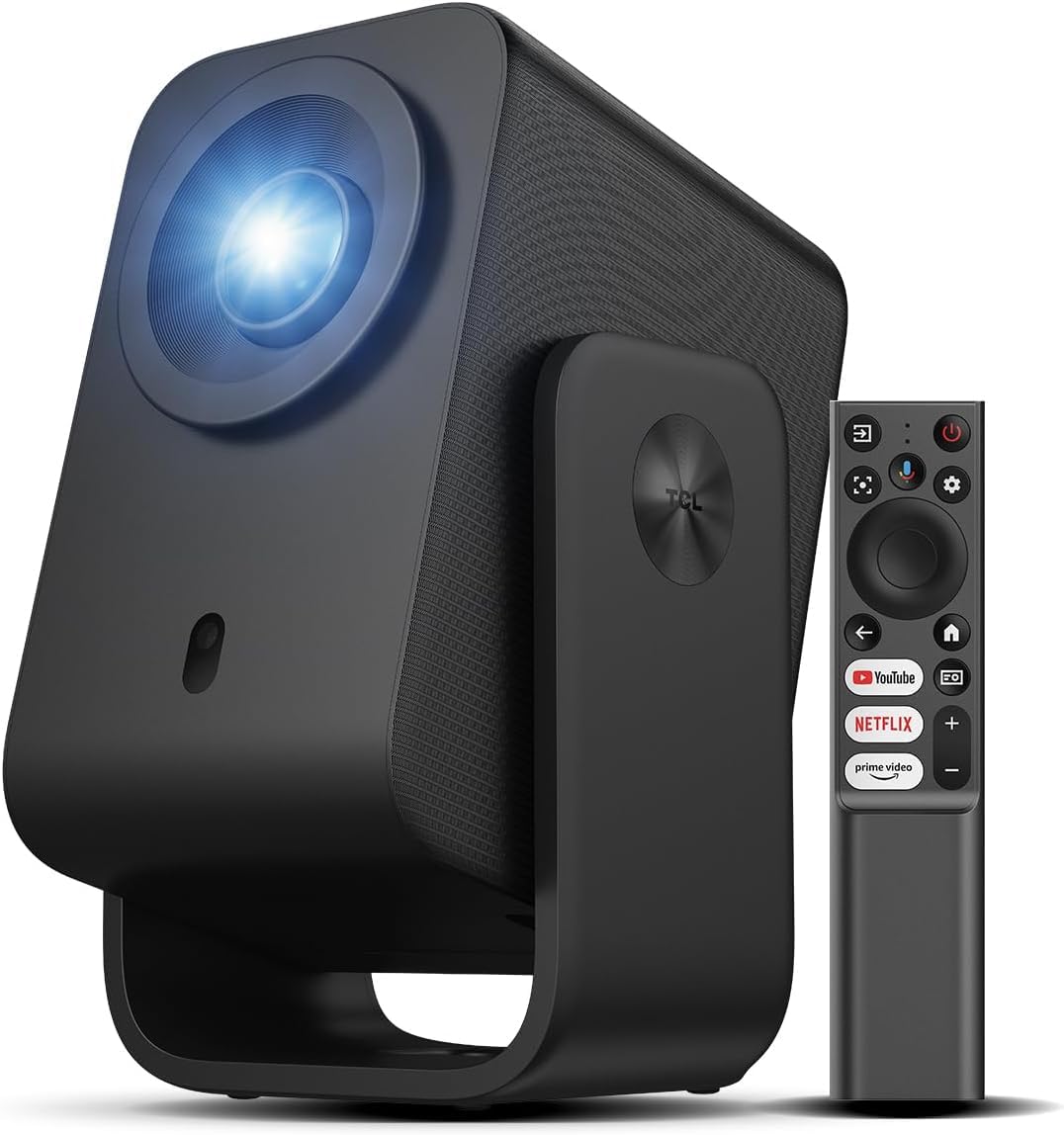 TCL C1 Smart Google TV Projector, WiFi and Bluetooth, 285° Rotating Gimbal | 1080P HDR10，Sealed Optical Engine, Auto Focus & Keystone, 4K Support, Dolby Audio, Portable for Home/Outdoor Movies