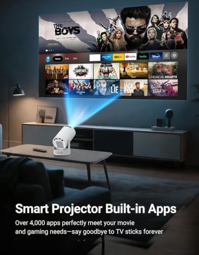 Mini Portable Projector with Wifi 6 and Bluetooth,Base Speaker(M) | 4K Support Projector with 5w Sound Base Speaker,Auto Vertical Keystone 210°Rotatable Proyector