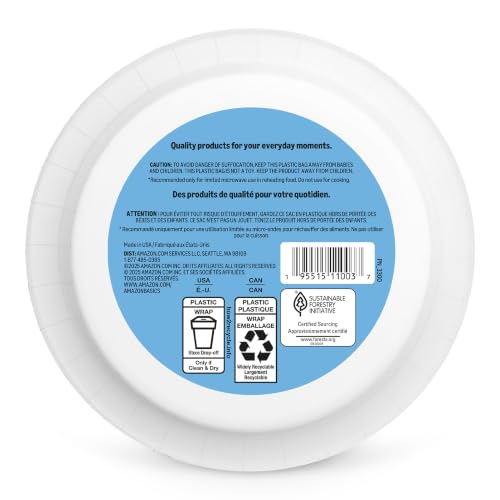 Amazon Basics Ultra Disposable Paper Bowls, 20 Oz, Microwave Safe, Soak Proof, Strong & Sturdy, White, 50 Count, Packaging May Vary